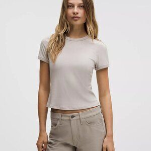 Hold Tight Micro-Rib Straight-Hem T-Shirt